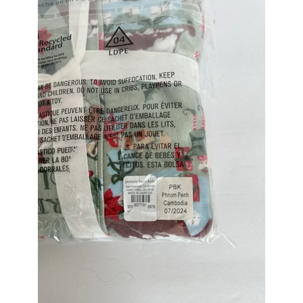 POTTERY BARN KIDS‎ Candy Cane Village Flannel Pajama Set Kids Size 6 NEW Holiday
